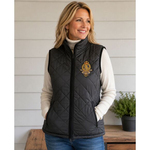 Ralph Lauren Jackets & Blazers - Ralph Lauren Reversible Quilted Vest Equestrian Crest Emblem Women's Small